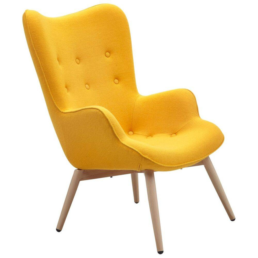 Sessel gelb, Webstoff, Metallbeine Holzoptik - B/T/H: // cm