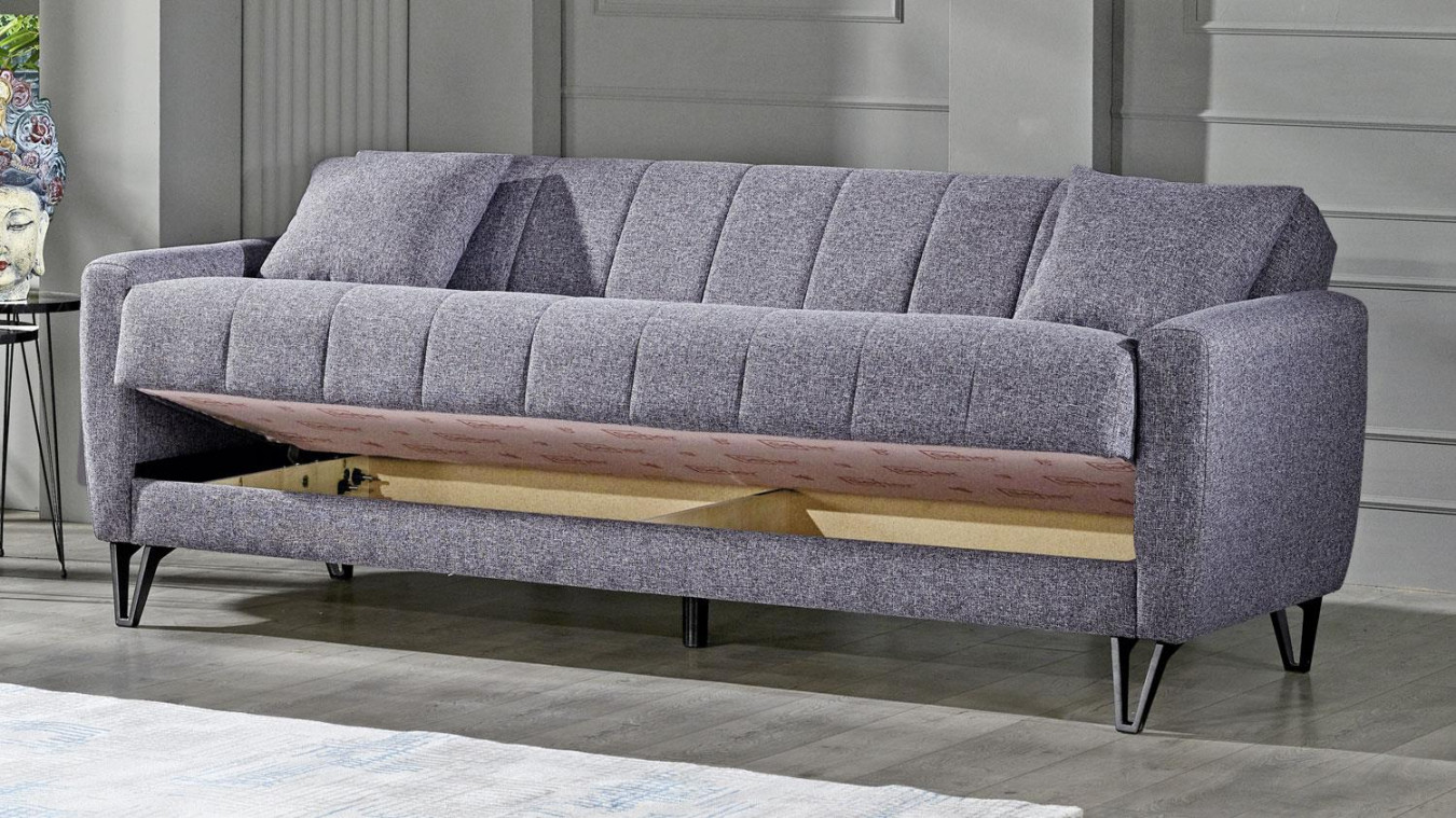 -Sitzer Sofa BOLERNO Bettfunktion Bettkasten grau x